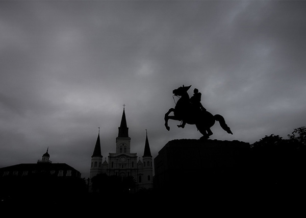 winter evening Jackson Square
